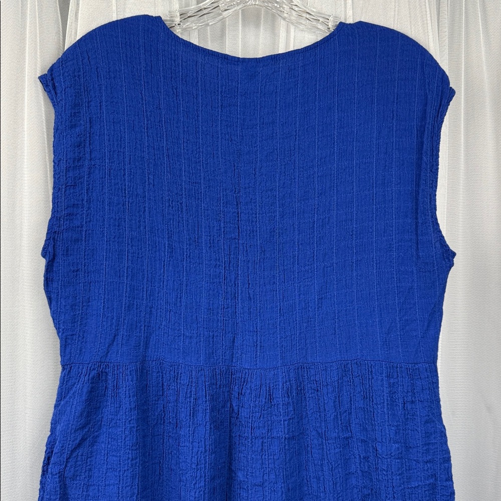 Knox Rose Blue White Plaid Tiered Dress Sleeveless Pockets Casual Mini Dress - Picture 13 of 13